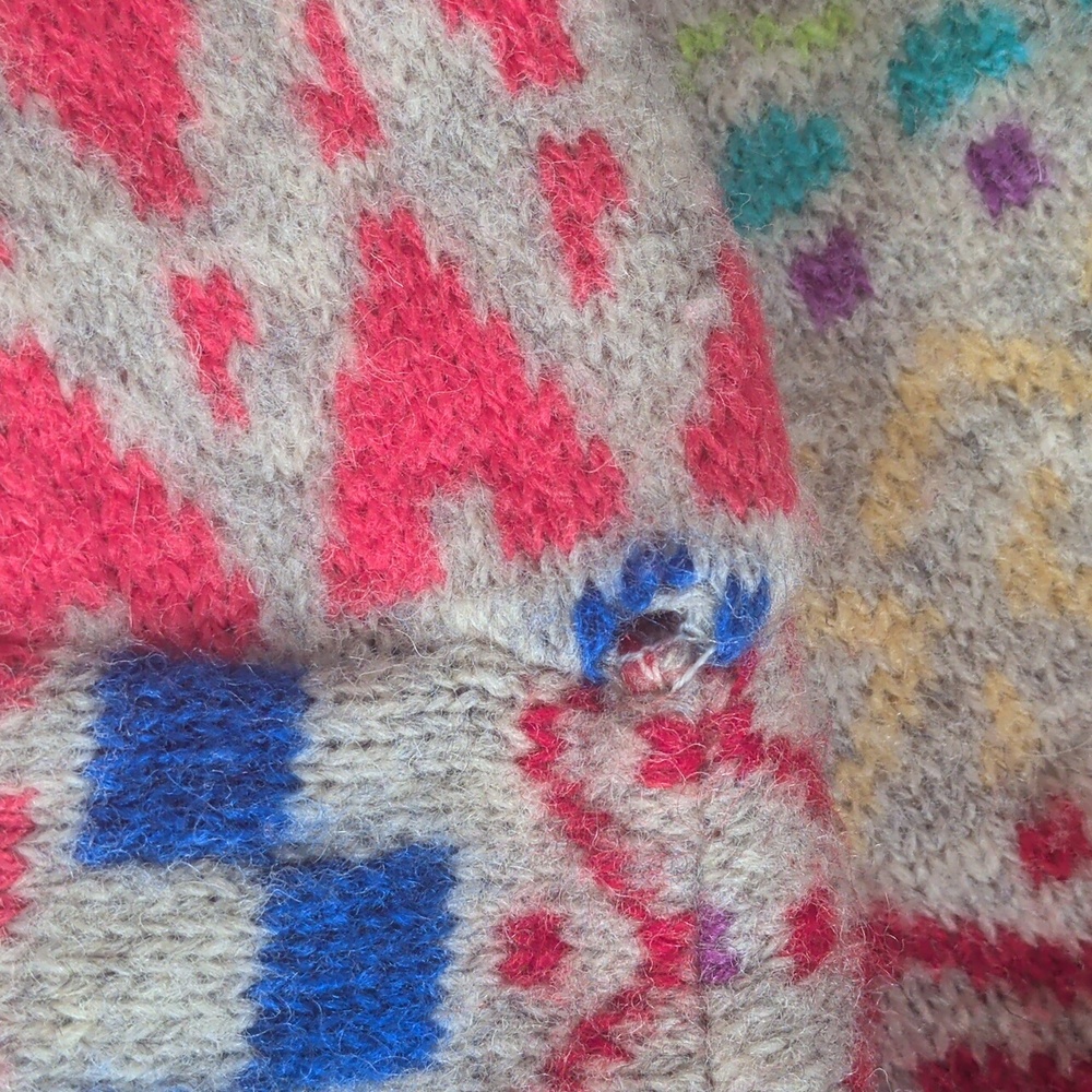 Colorful Patterned Wool Sweater - image 4